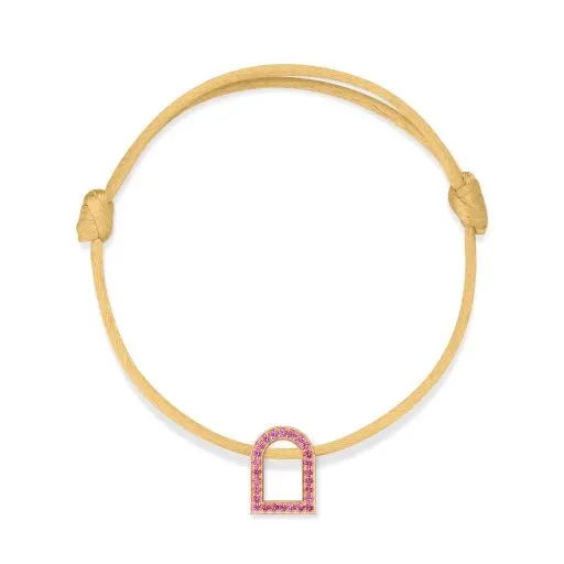 L'Arc Voyage Charm MM, 18k Rose Gold with Galerie Pink Sapphires on Silk Cord