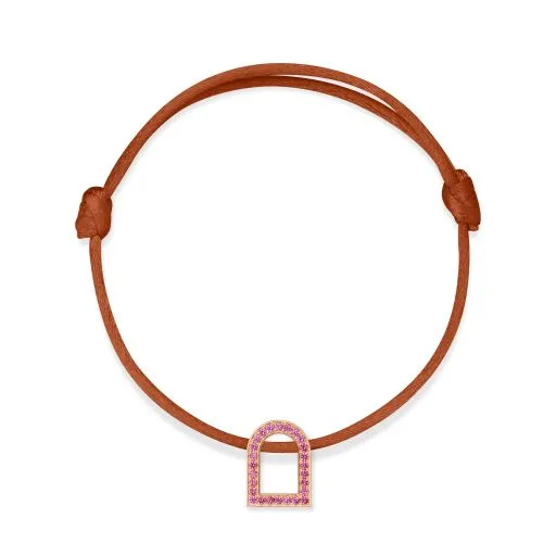 L'Arc Voyage Charm MM, 18k Rose Gold with Galerie Pink Sapphires on Silk Cord