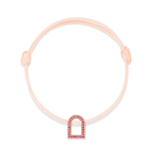 L'Arc Voyage Charm MM, 18k Rose Gold with Galerie Pink Sapphires on Silk Cord