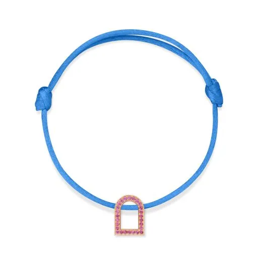 L'Arc Voyage Charm MM, 18k Rose Gold with Galerie Pink Sapphires on Silk Cord