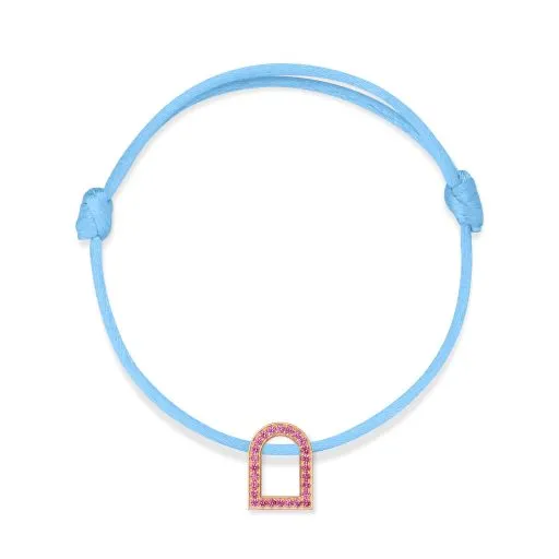 L'Arc Voyage Charm MM, 18k Rose Gold with Galerie Pink Sapphires on Silk Cord