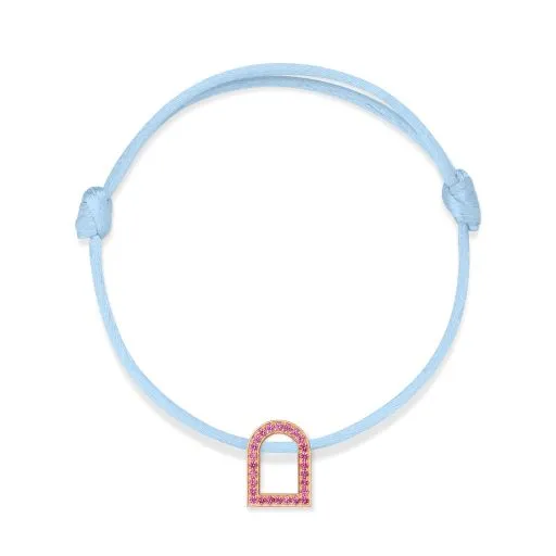 L'Arc Voyage Charm MM, 18k Rose Gold with Galerie Pink Sapphires on Silk Cord