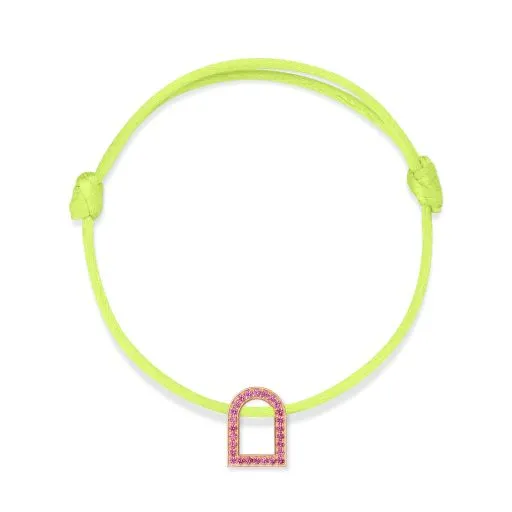 L'Arc Voyage Charm MM, 18k Rose Gold with Galerie Pink Sapphires on Silk Cord