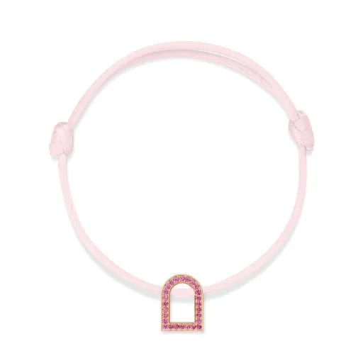 L'Arc Voyage Charm MM, 18k Rose Gold with Galerie Pink Sapphires on Silk Cord