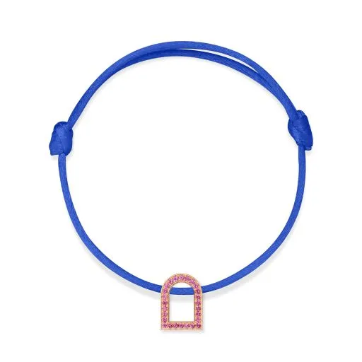 L'Arc Voyage Charm MM, 18k Rose Gold with Galerie Pink Sapphires on Silk Cord