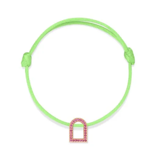 L'Arc Voyage Charm MM, 18k Rose Gold with Galerie Pink Sapphires on Silk Cord