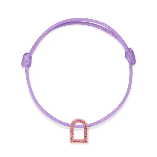 L'Arc Voyage Charm MM, 18k Rose Gold with Galerie Pink Sapphires on Silk Cord