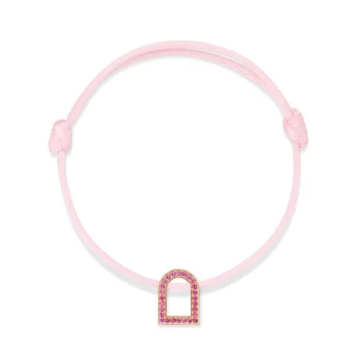L'Arc Voyage Charm MM, 18k Rose Gold with Galerie Pink Sapphires on Silk Cord