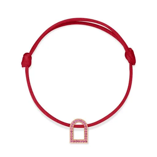 L'Arc Voyage Charm MM, 18k Rose Gold with Galerie Pink Sapphires on Silk Cord