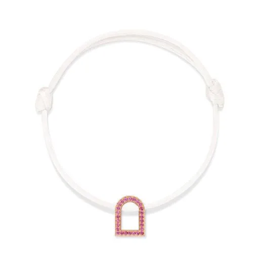 L'Arc Voyage Charm MM, 18k Rose Gold with Galerie Pink Sapphires on Silk Cord