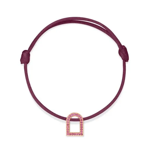 L'Arc Voyage Charm MM, 18k Rose Gold with Galerie Pink Sapphires on Silk Cord