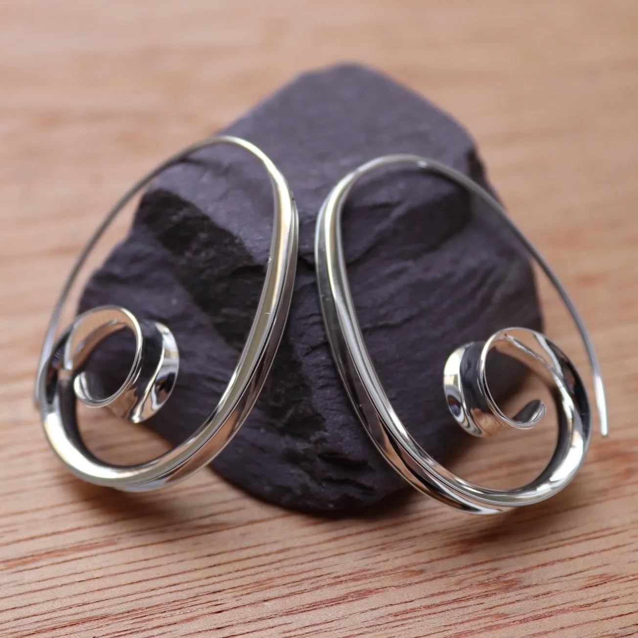 Long Swirl Drop Earrings