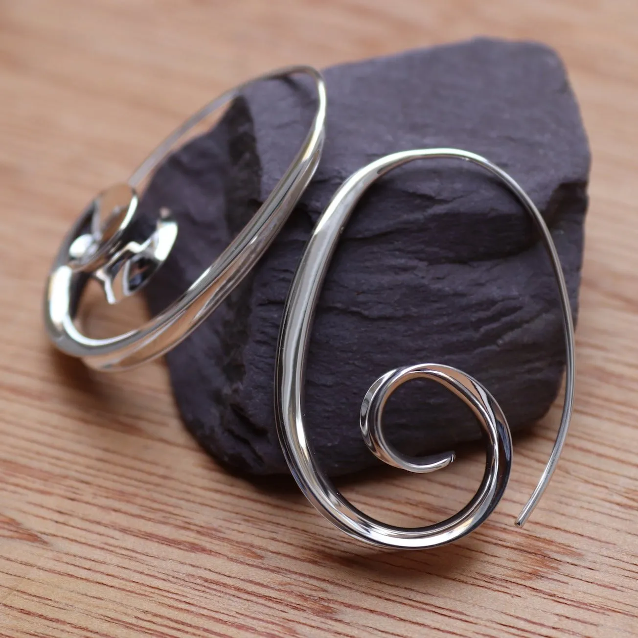 Long Swirl Drop Earrings
