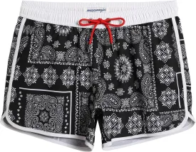maamgic Mens Swim Trunks Retro Swim Shorts 4 Way Stretch with Mesh Vintage 80s 90s Quick Dry Swimsuits Board Shorts