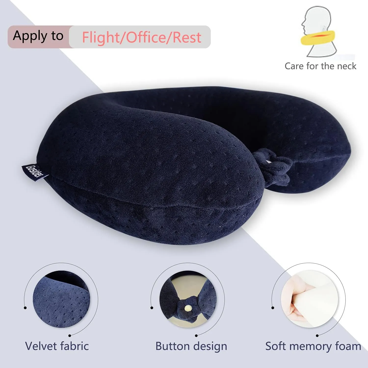 Memory Foam Travel Pillow, Comfortable Travel Neck Pillow U Shape, Support Neck and Head to Relieve Fatigue, Portable Neck Pillow Suitable for Planes, Trains, Self-Driving Cars