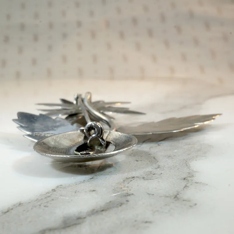 Mexican Silver & Amethyst Flower Brooch