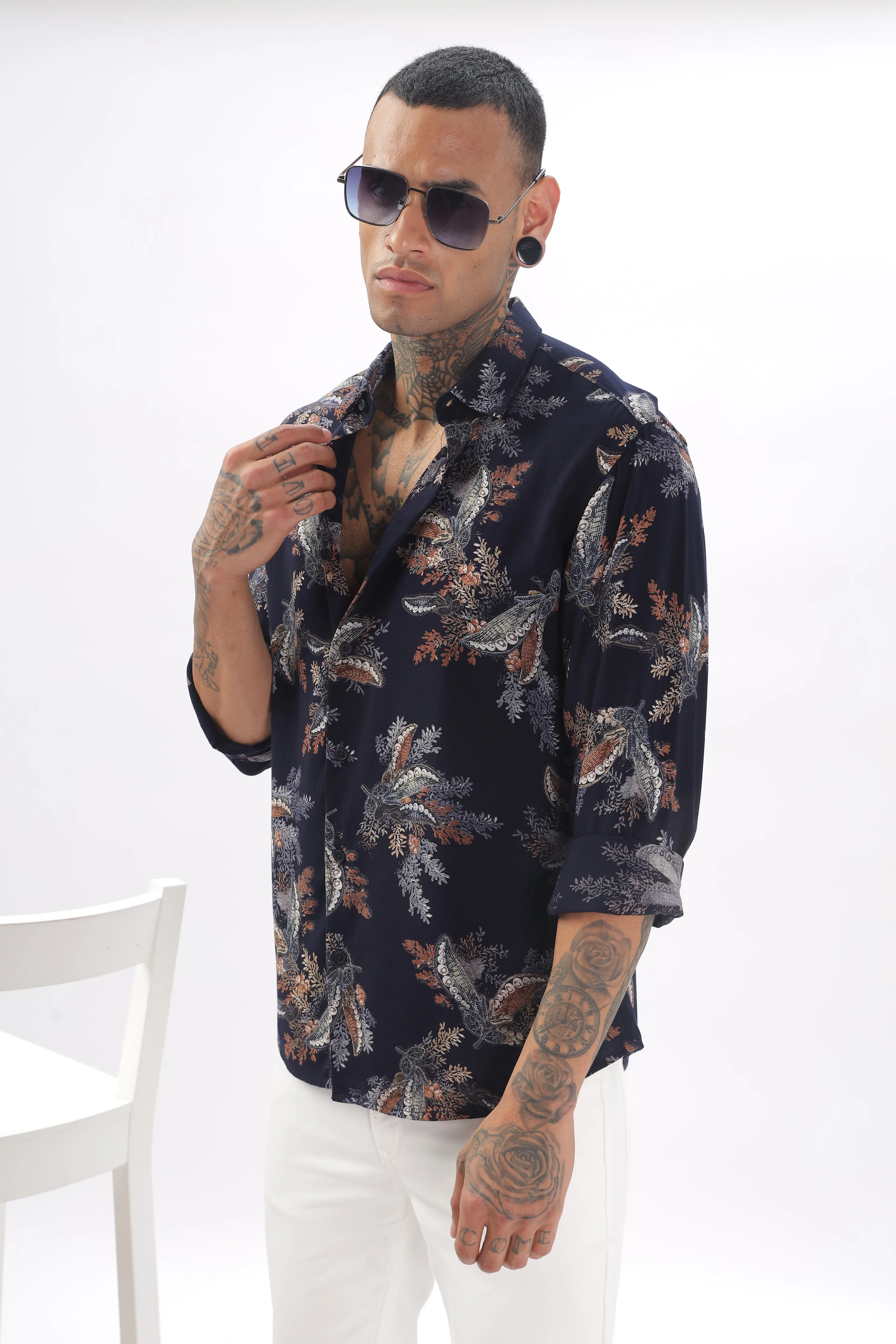 Midnight Floral Viscose Shirt