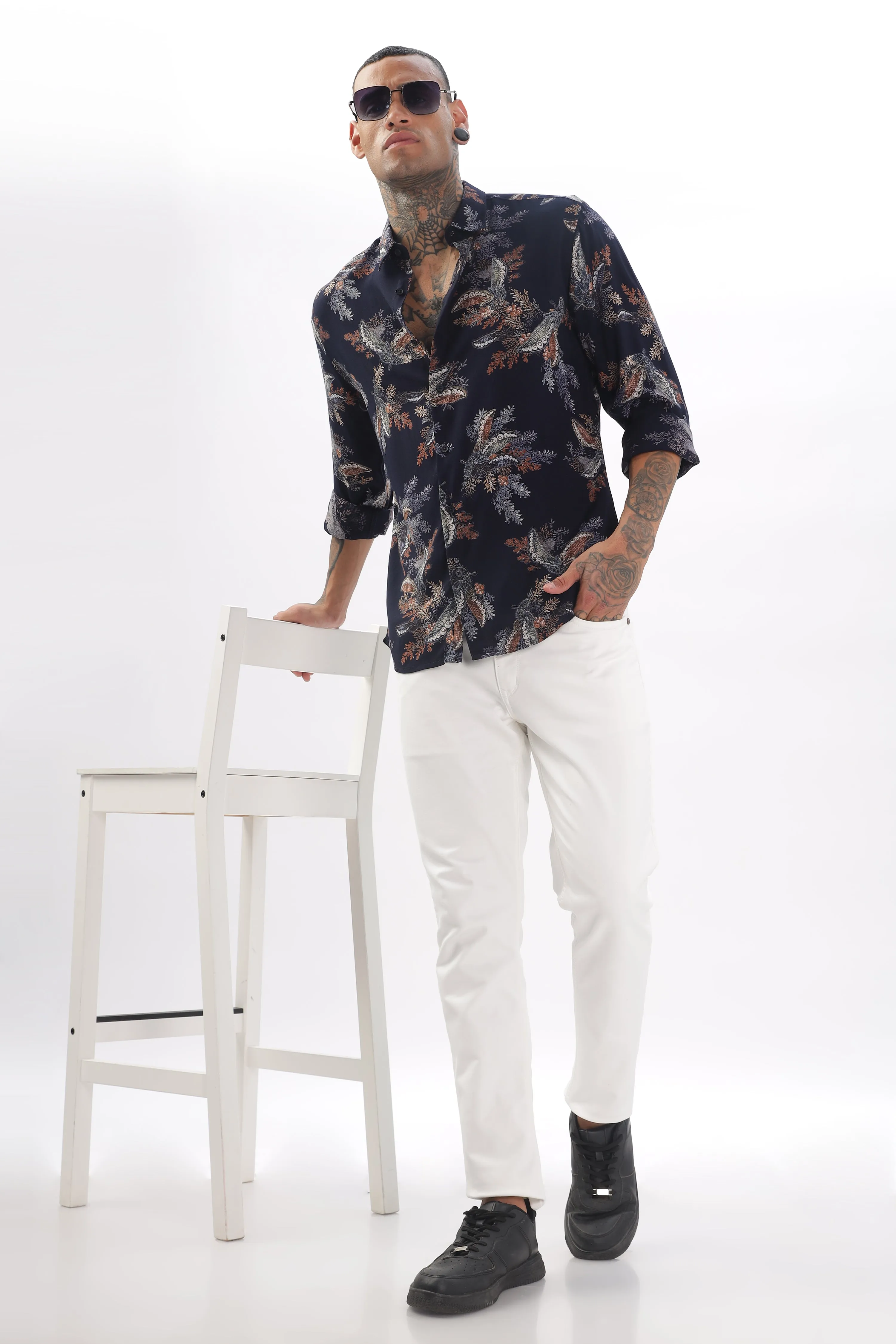 Midnight Floral Viscose Shirt