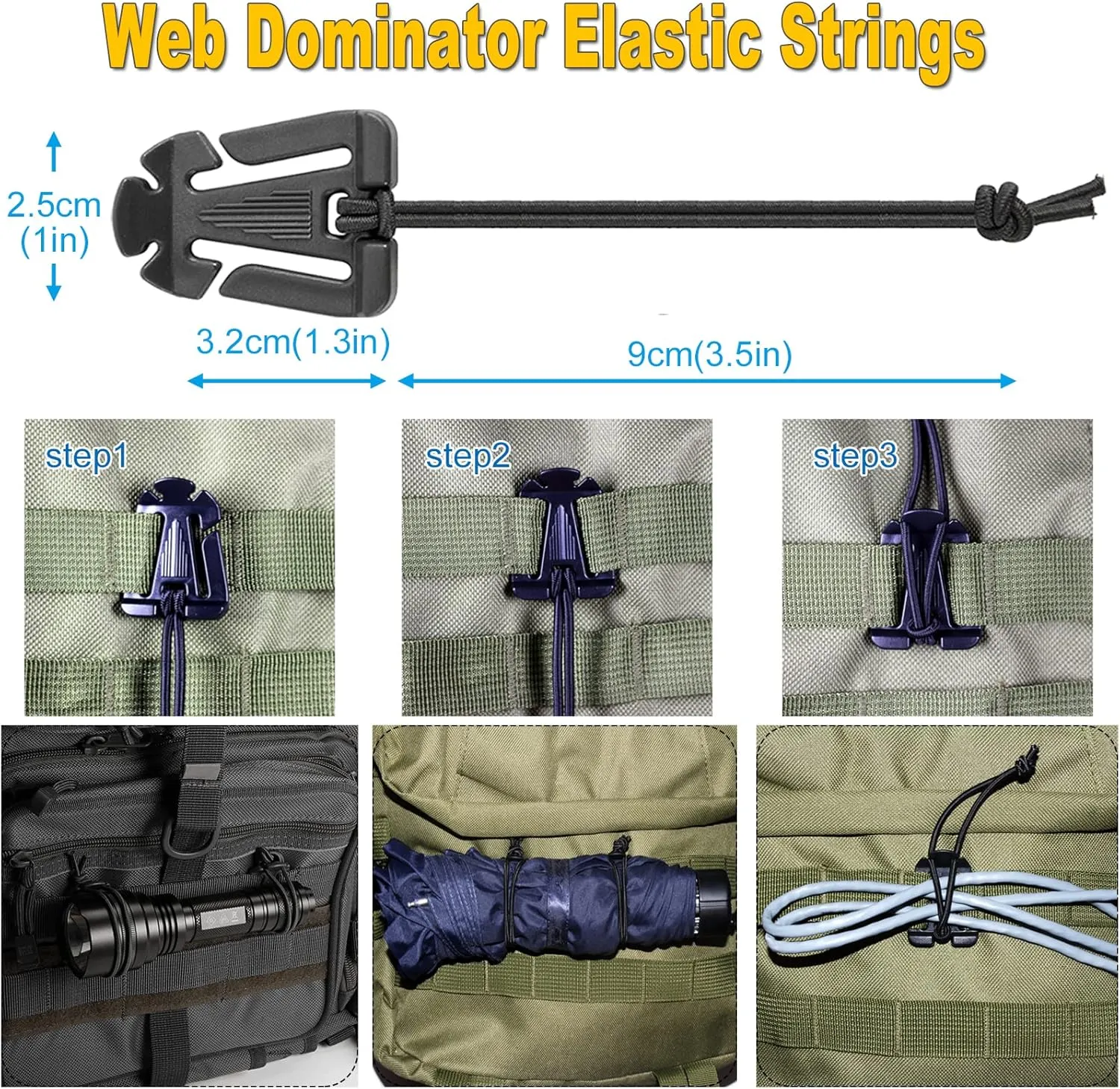 MOLLE Accessories Kit, Tactical Gear Organization Set with Key Holders, Grimloc Clips, D-Rings, Strap Buckles, and Enhanced Backpack Versatility