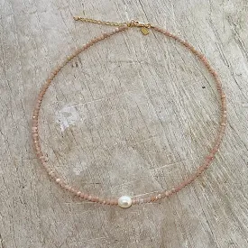 Moonstone Keshi Pearl Necklace Gold