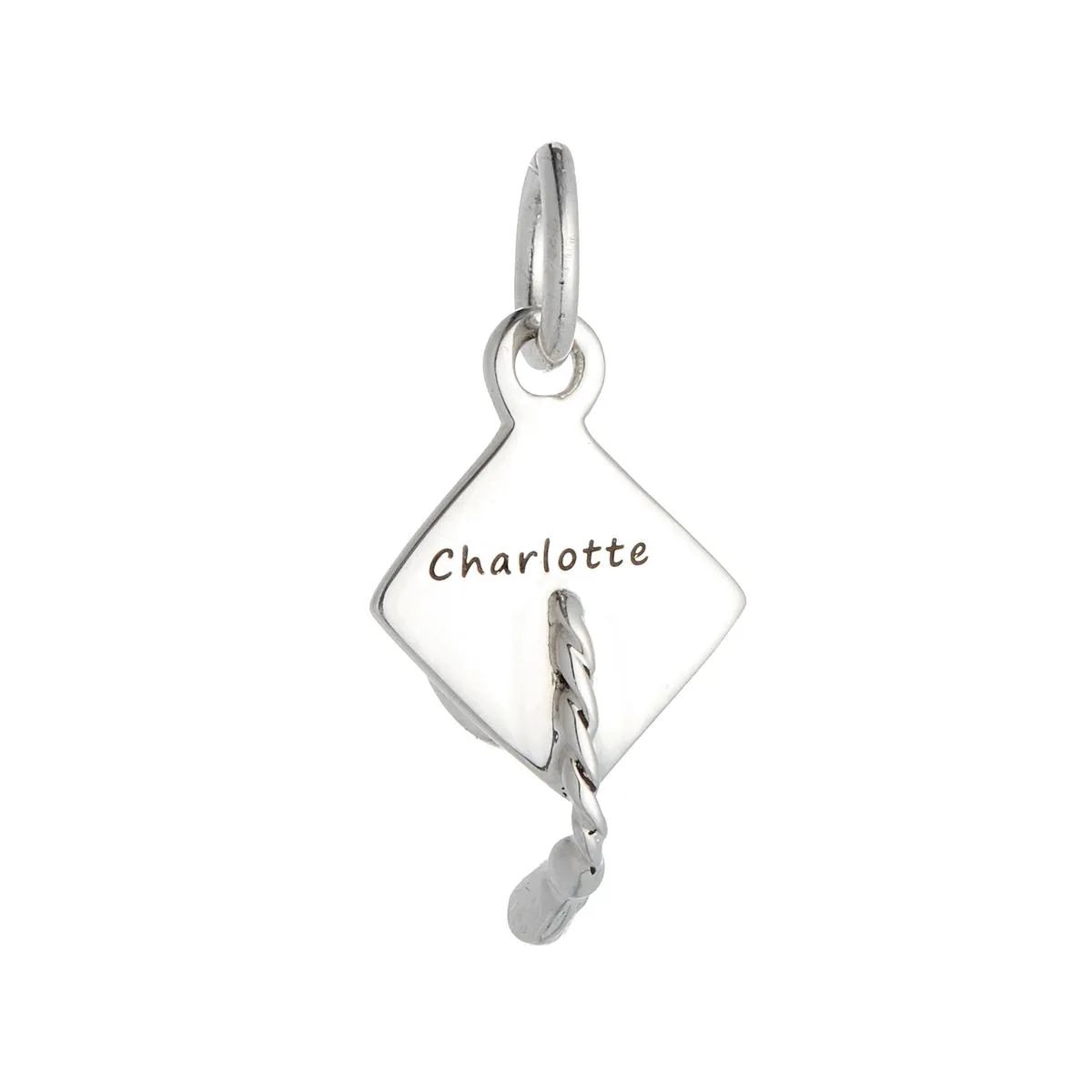 Mortar Board Graduation Cap Personalised Silver Charm