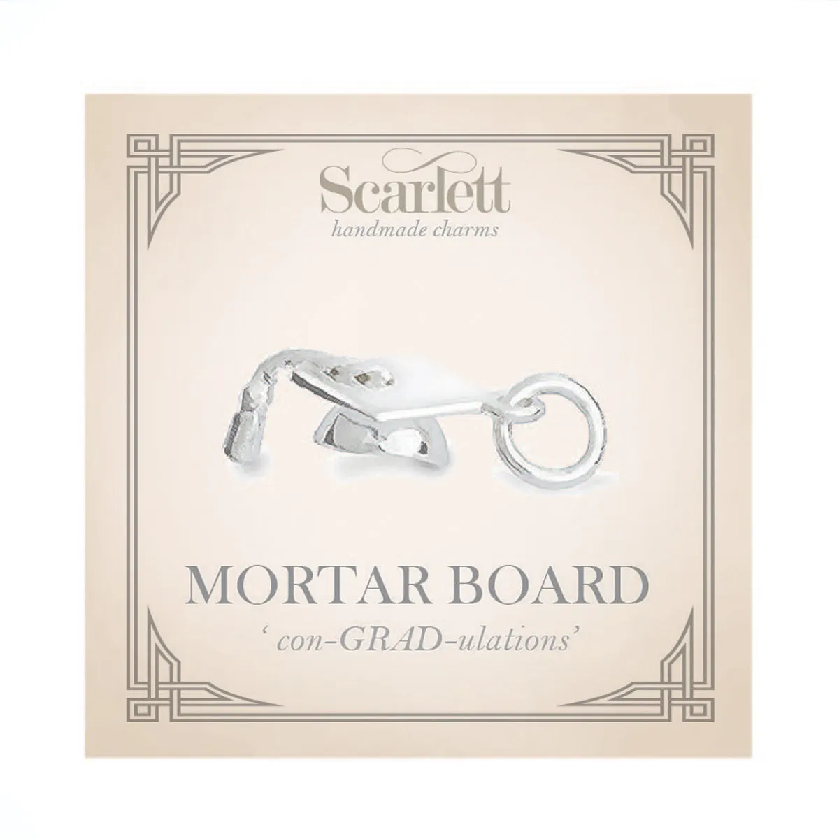 Mortar Board Graduation Cap Personalised Silver Charm