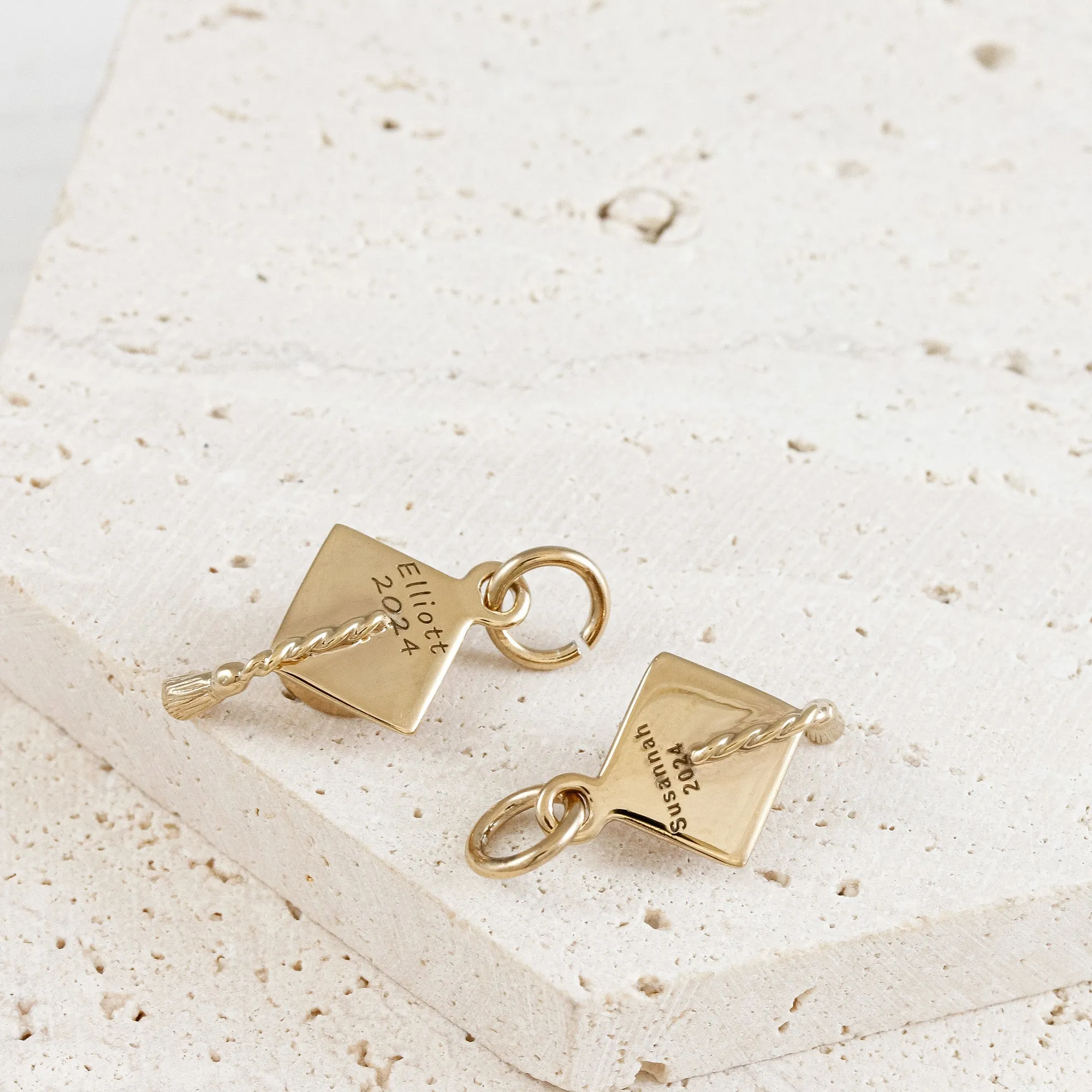 Mortar Board Graduation Cap Personalised Silver Charm
