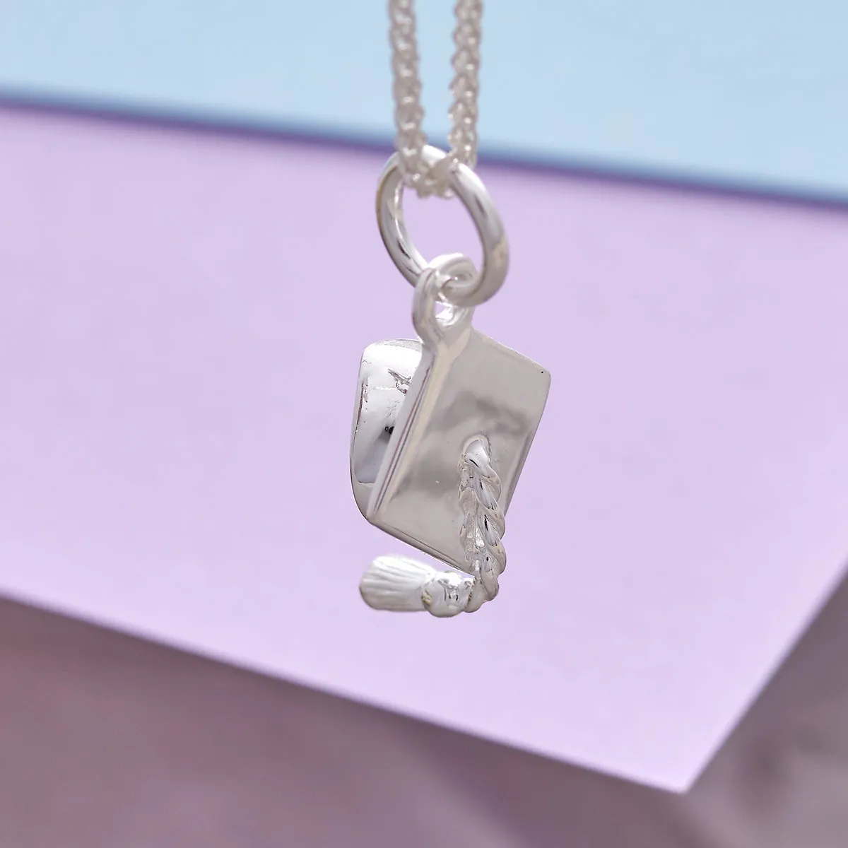 Mortar Board Graduation Cap Personalised Silver Charm