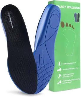 OrthoComfoot Plantar Fasciitis Relief Comfort Insoles: Low Arch Support Shoe Inserts for Men Women, Heavy Duty Work Boot Orthotic Steppers Insoles for Standing All Day, Size 6 Men/8 Women
