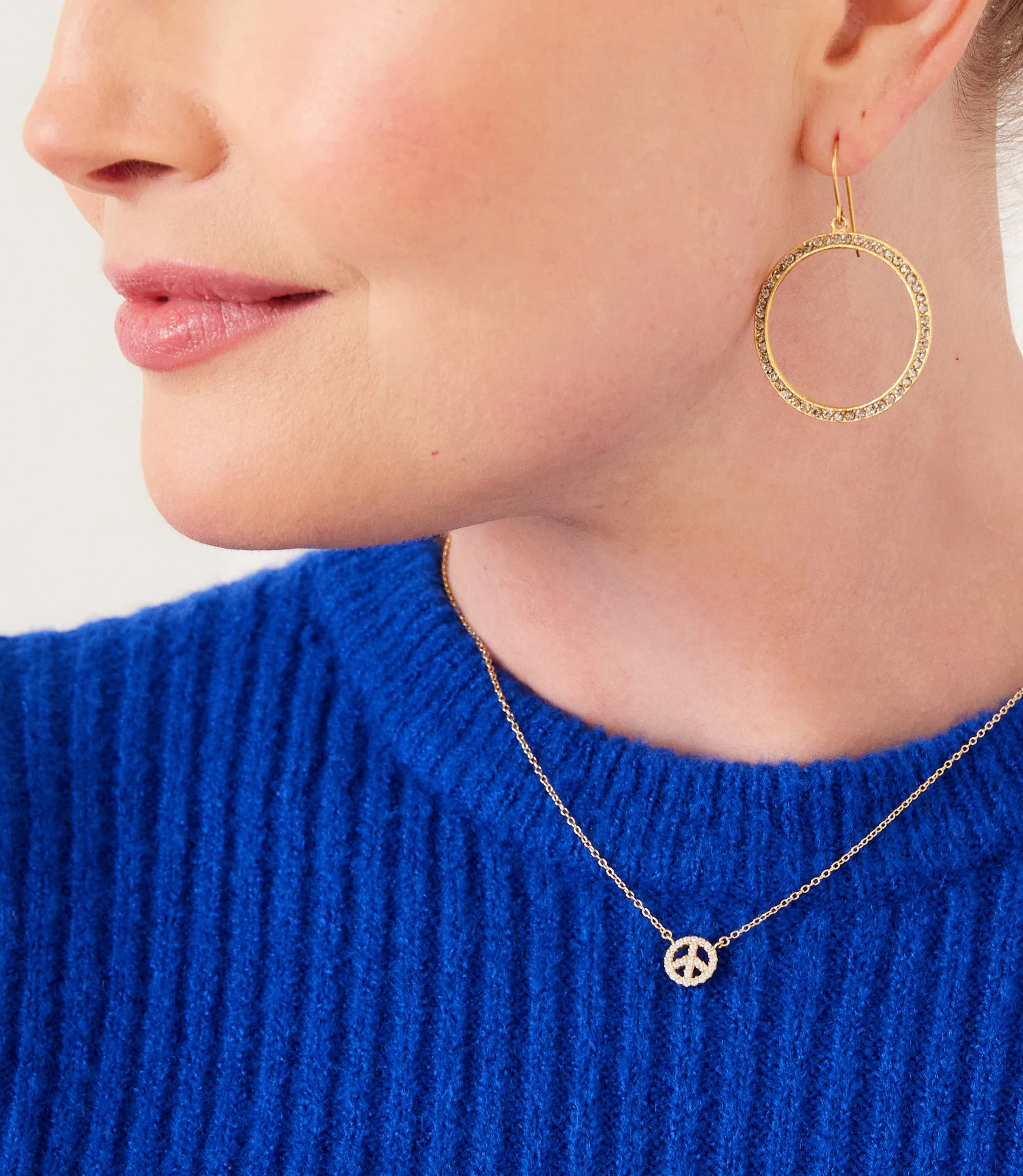 Pavé Peace Sign Necklace