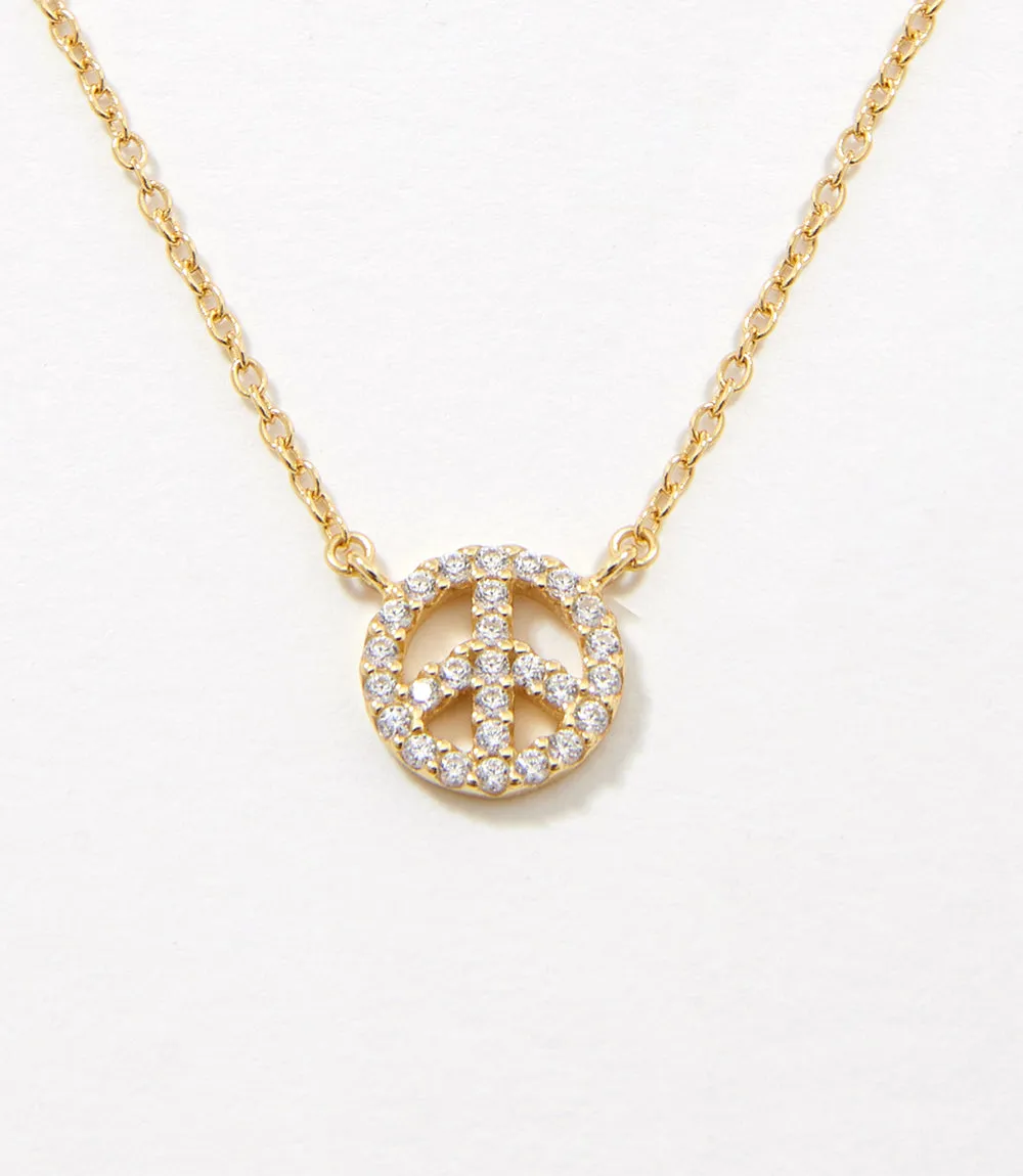 Pavé Peace Sign Necklace