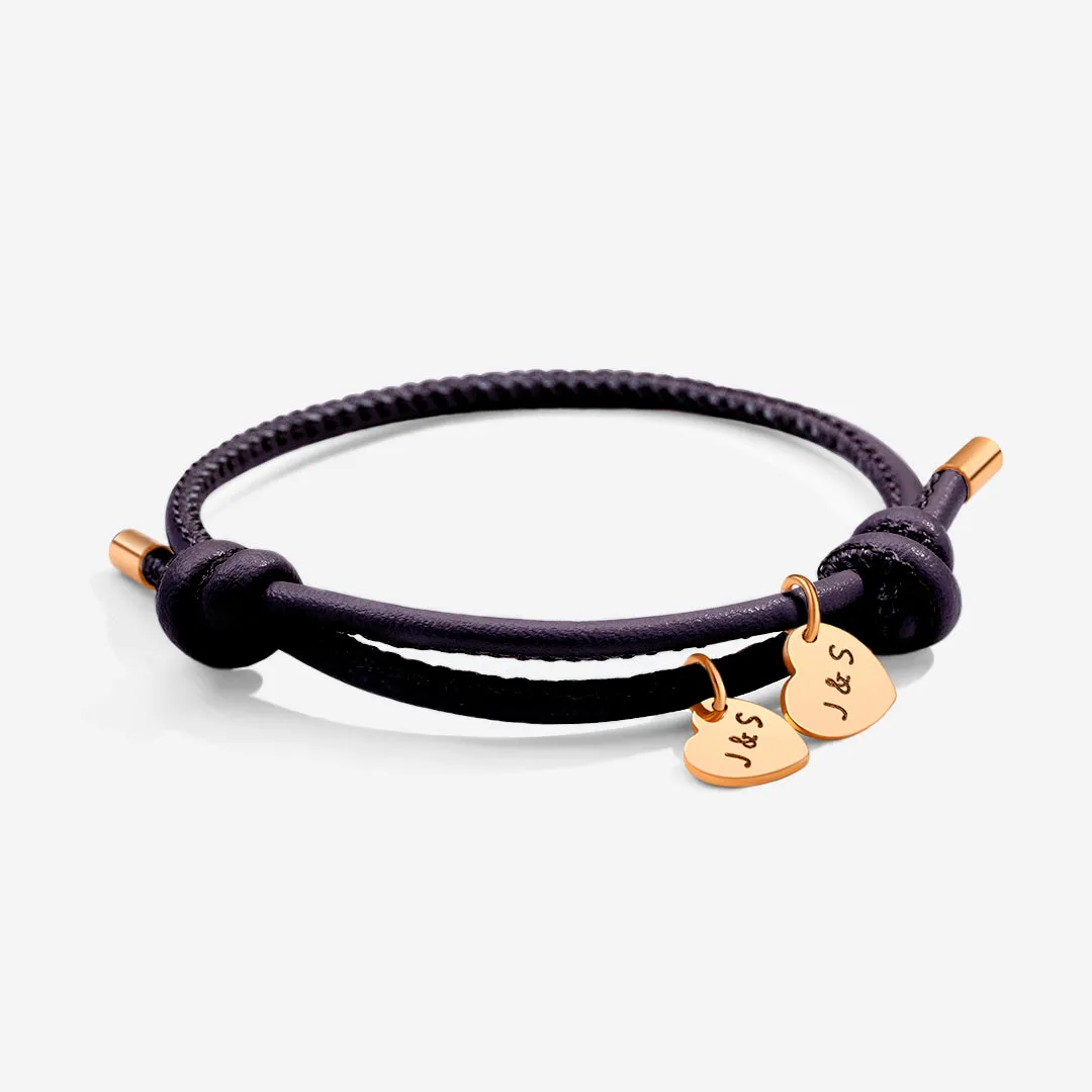 Personalized Leather Knot Charm Bracelet