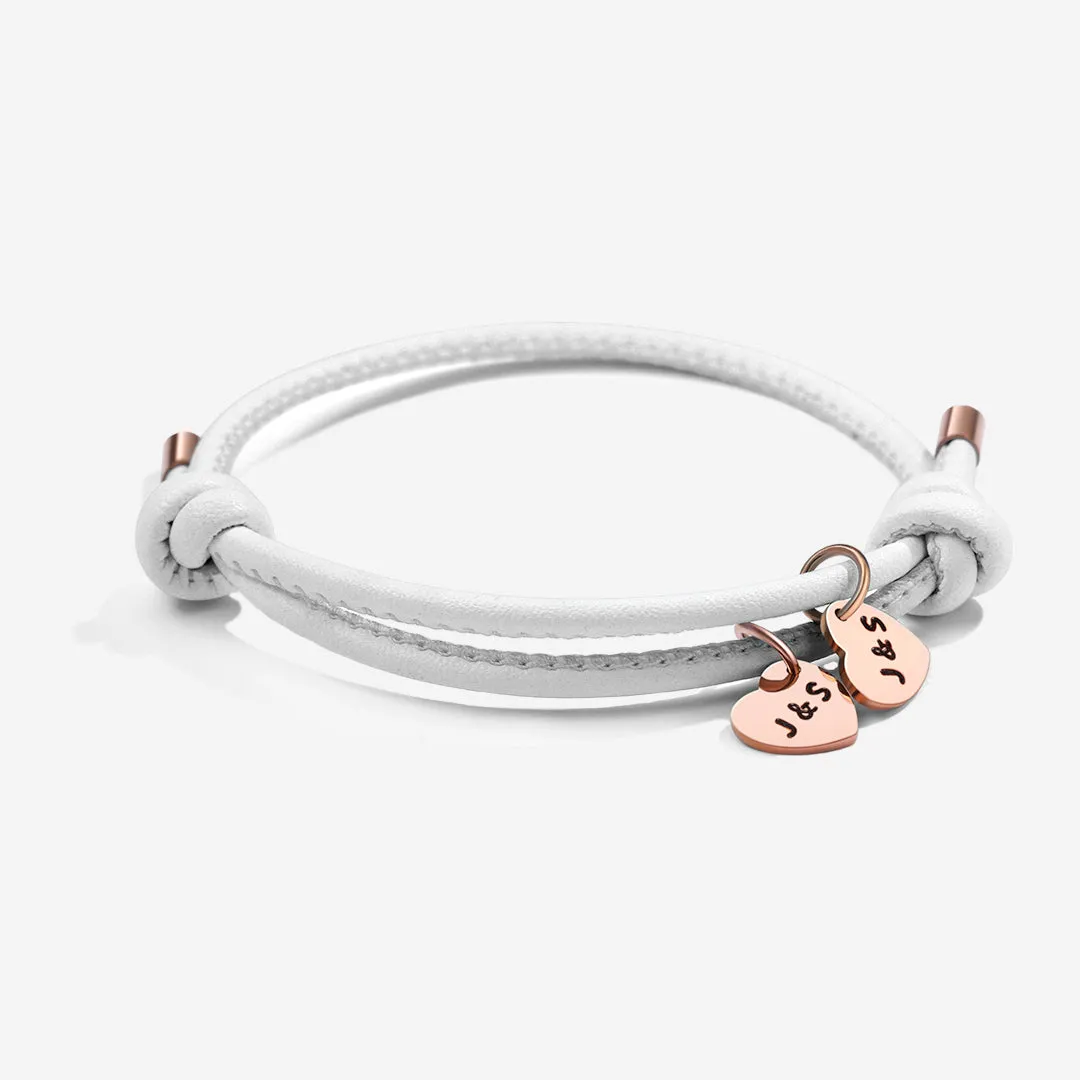 Personalized Leather Knot Charm Bracelet