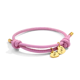Personalized Leather Knot Charm Bracelet