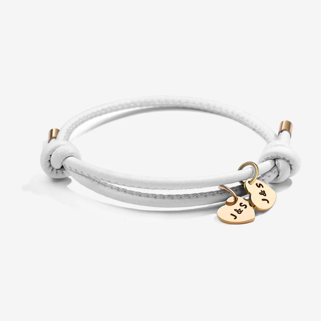 Personalized Leather Knot Charm Bracelet