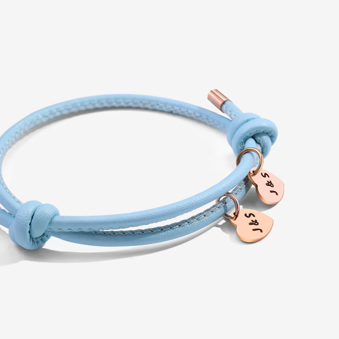 Personalized Leather Knot Charm Bracelet