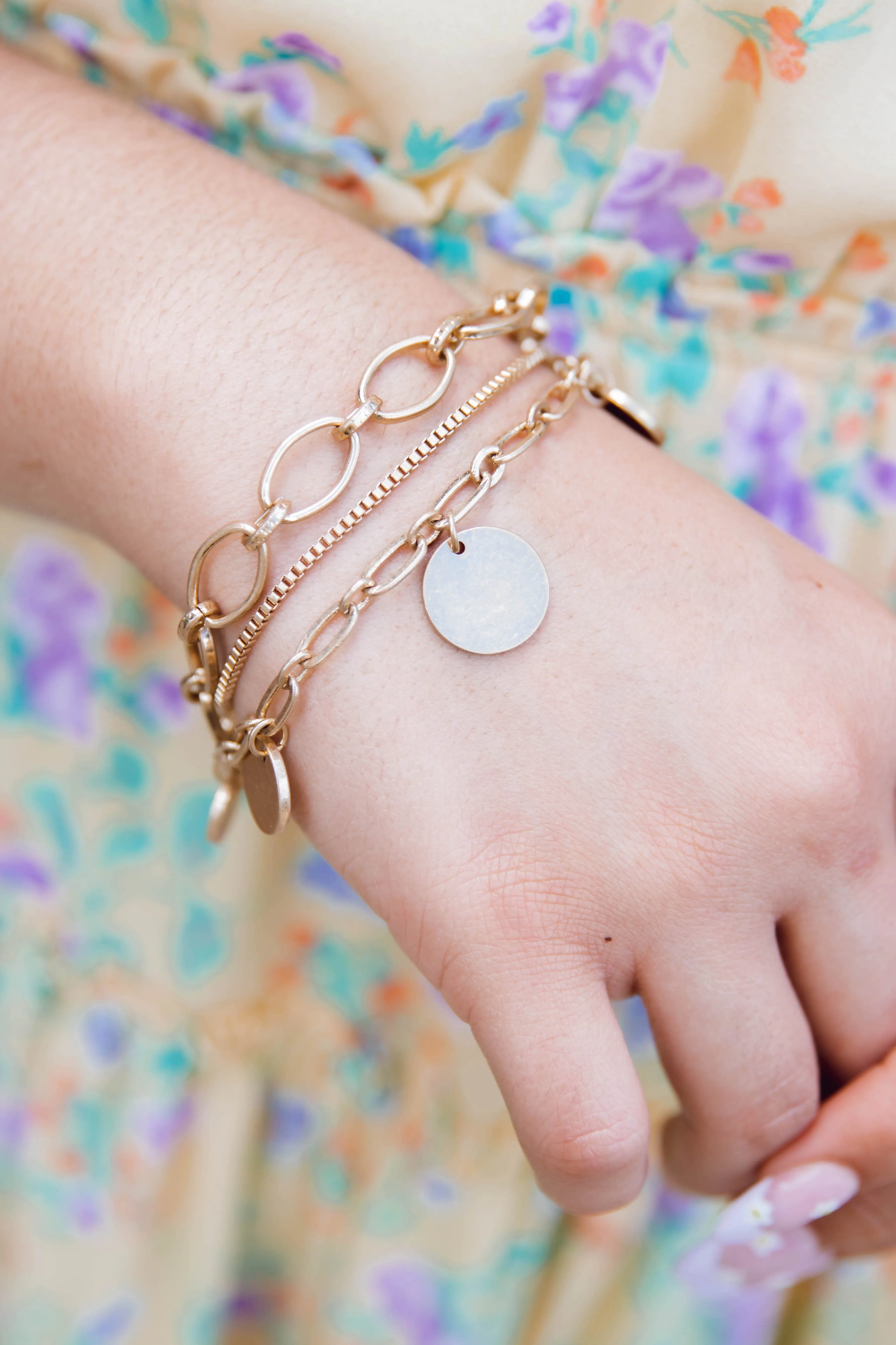 Phoebe Layered Chain Disc Charm Bracelet
