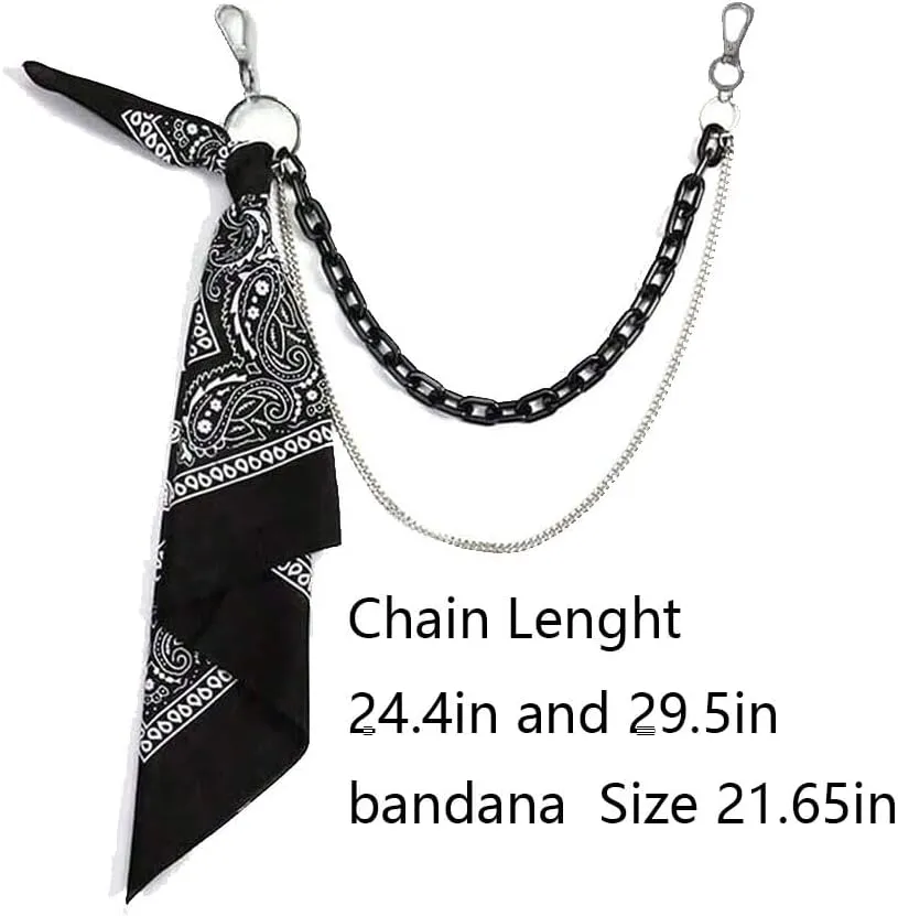 Punk Hip Hop Pants Jeans Chain Mens Chain For Pants -Waist Chains Bandana Acrylic chain Layered Rock Chains Accessories