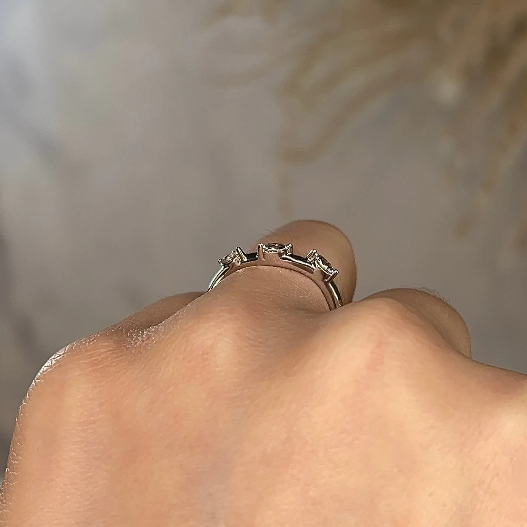"Lyra" Marquise Leaf 0.20ct Diamonds on Wave Shaped Eternity Ring ET15