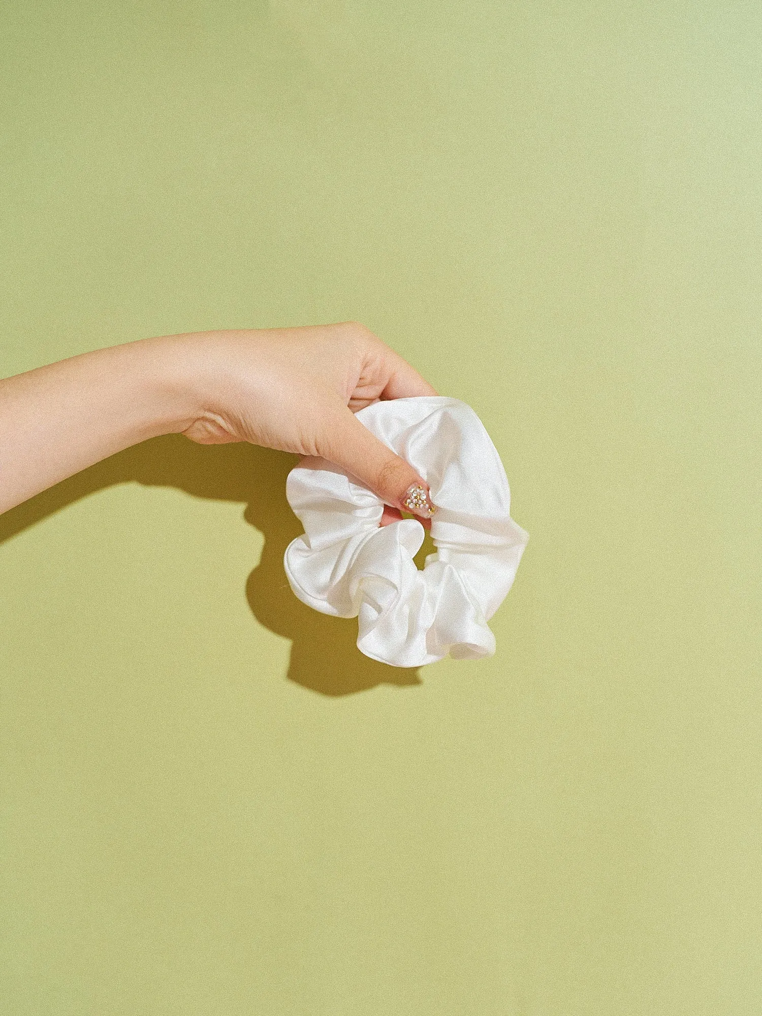 "Silken Hair" Silk Scrunchie Hair Tie - White