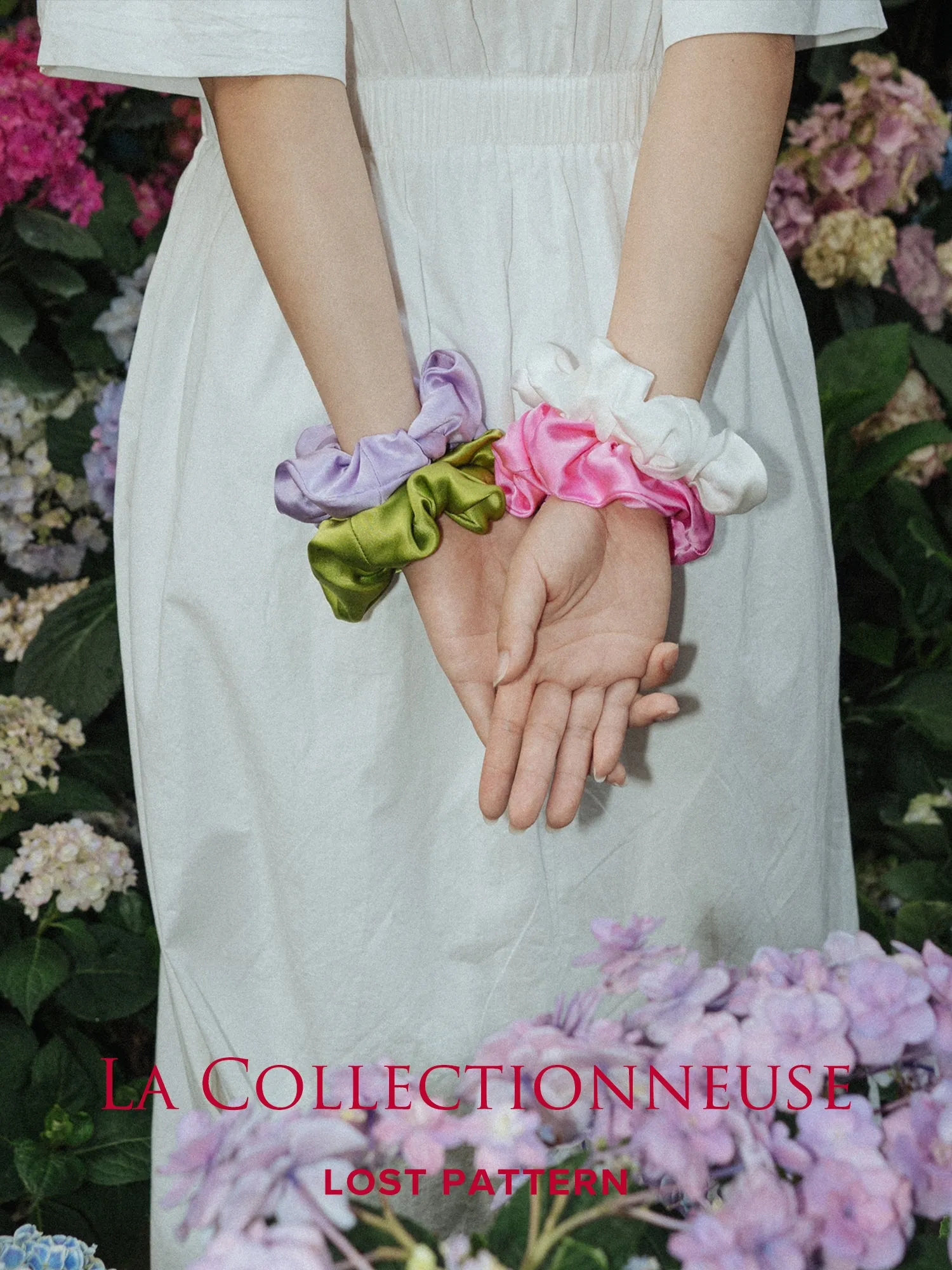 "Silken Hair" Silk Scrunchie Hair Tie - White