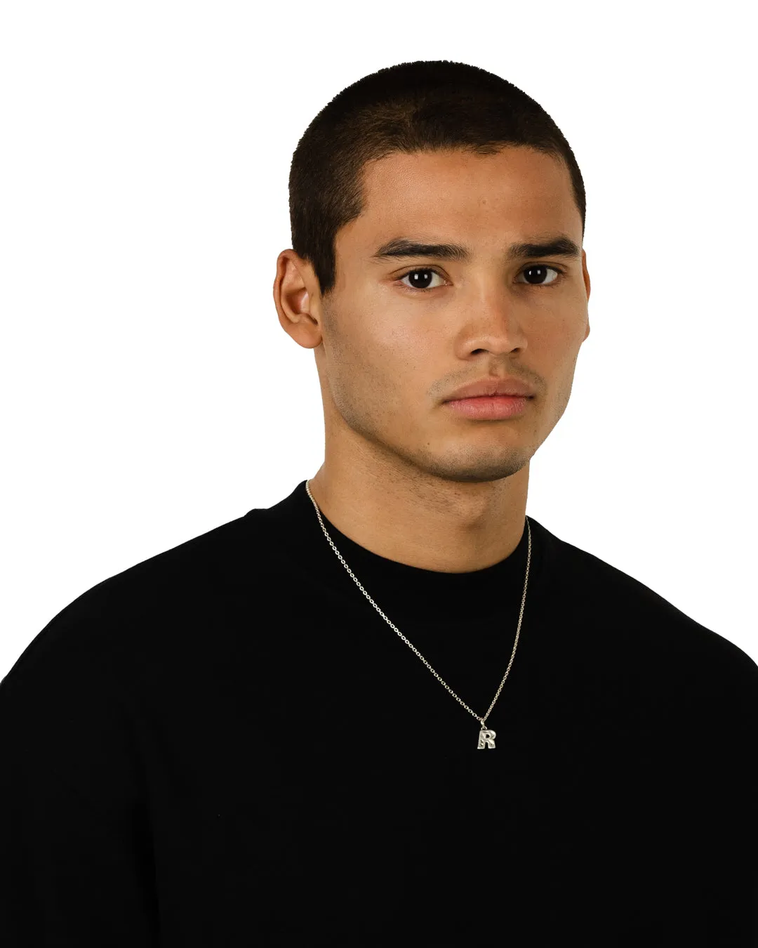 Stylish R Initial Pendant Necklace in Sterling Silver