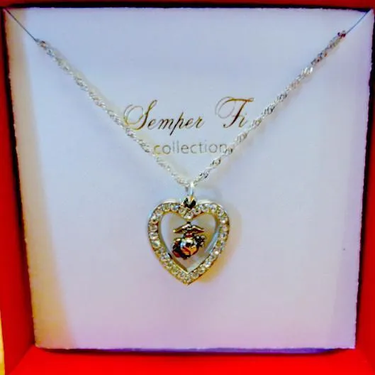 Rhinestone Heart EGA Necklace