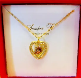Rhinestone Heart EGA Necklace
