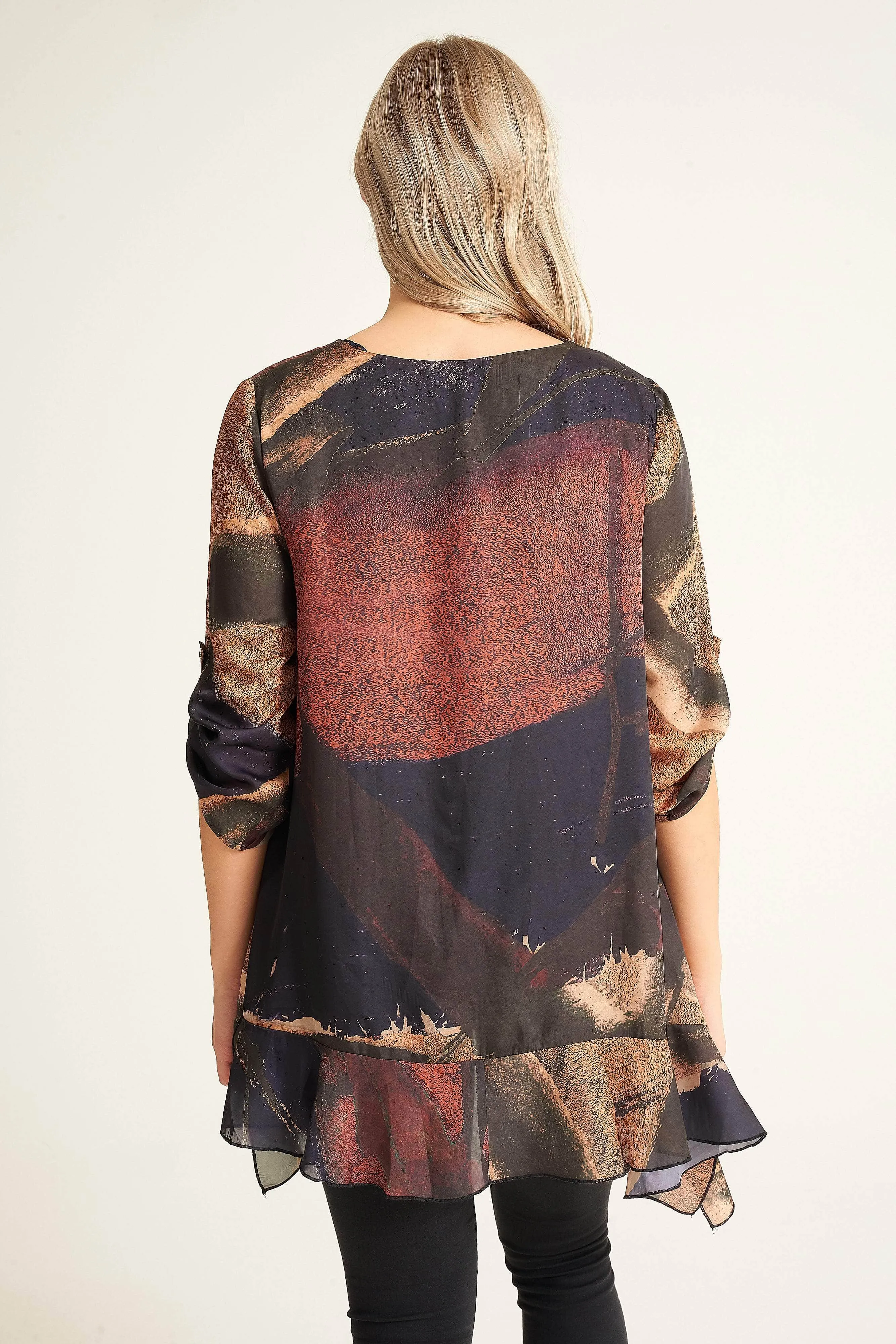 Saloos Simply Stunning Silk-Feel Tunic with Necklace