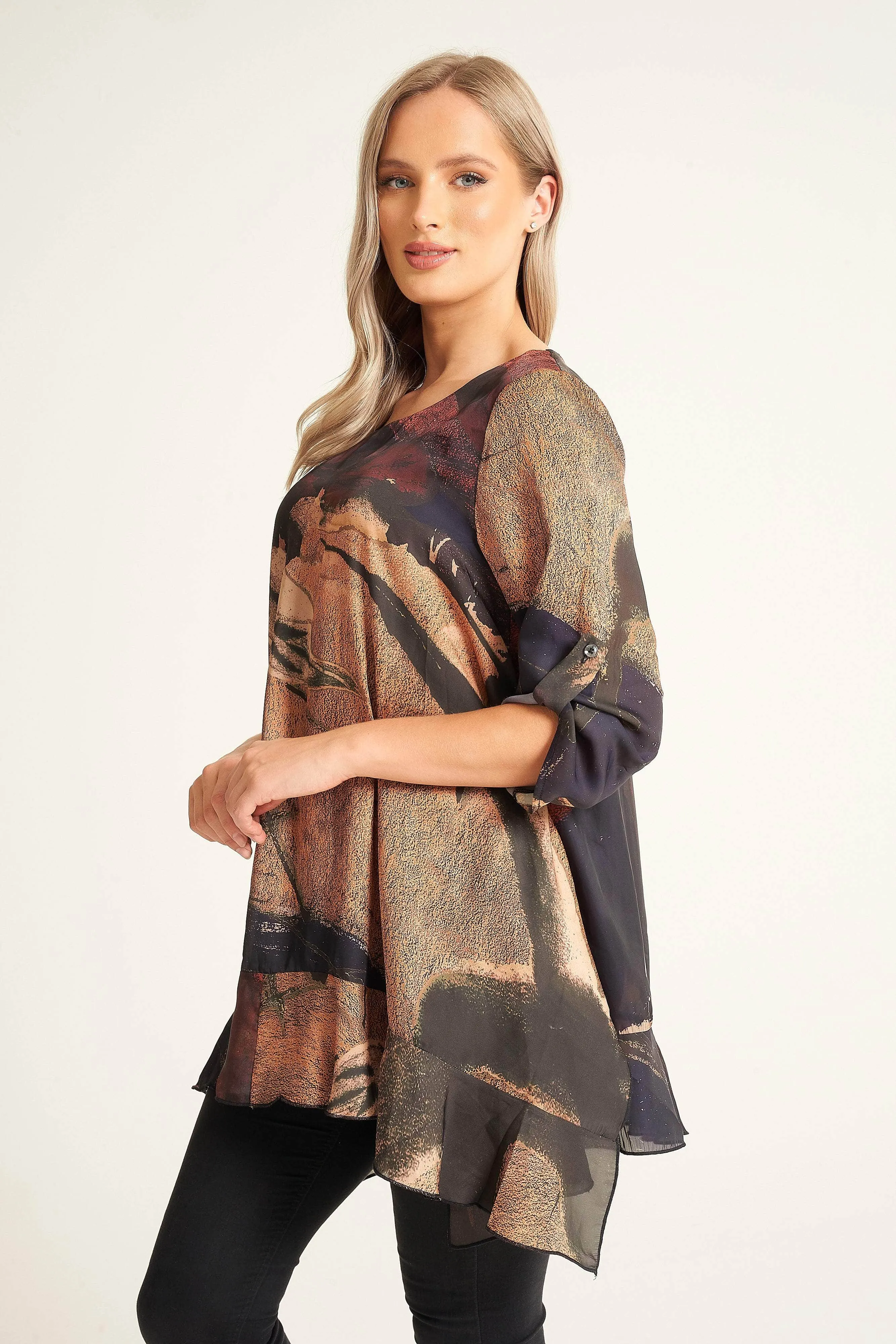 Saloos Simply Stunning Silk-Feel Tunic with Necklace