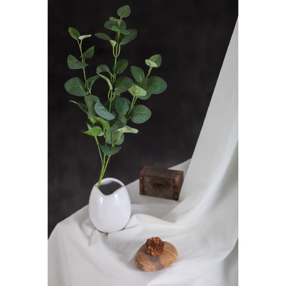 SATYAM KRAFT 4 Pieces Artificial Eucalyptus Gingko Leaves Flowers Bunch for Wedding, Gifting, Home, Room,Table Decoration Raksha Bandhan(Without Vase)(Green)(Fabric)