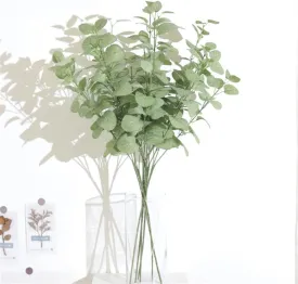 SATYAM KRAFT 4 Pieces Artificial Eucalyptus Gingko Leaves Flowers Bunch for Wedding, Gifting, Home, Room,Table Decoration Raksha Bandhan(Without Vase)(Green)(Fabric)