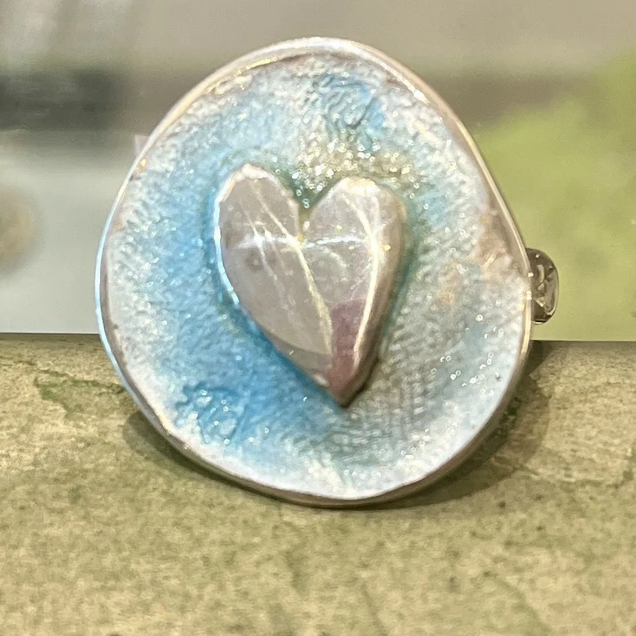 Sea of love aqua enamel ring