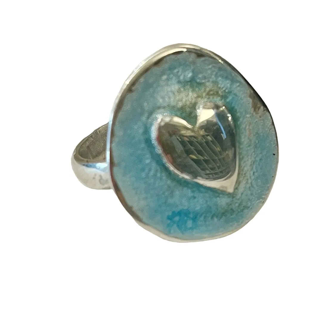 Sea of love aqua enamel ring